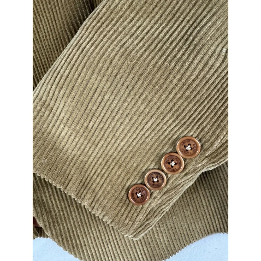 Ralph Lauren Sport Corduroy Blazer Jacket Tan‎ Brown Men Size 12